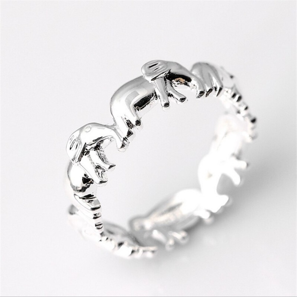 Elephant Band Ethnic Crafted Silver Ring